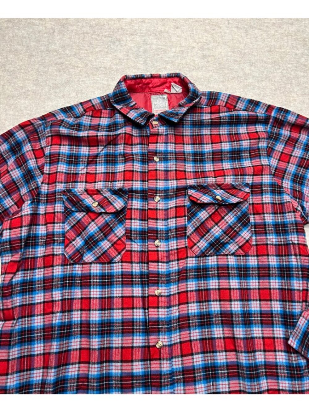 Vintage Outdoor Exchange Red Plaid Flannel Shacket Shirt Button Down Men XL Tall - Picture 2 of 9
